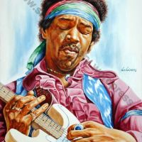 Jimi Hendrix – Original Painting Portrait, plastic & acrylic paints, 97x75cm canvas